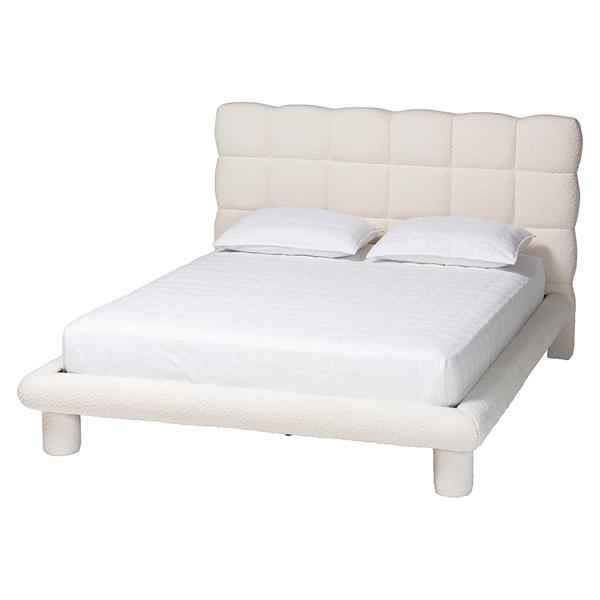 baxton studio Baxton Studio Ralayna Modern Luxe Ivory Boucle Fabric Queen Size Bed