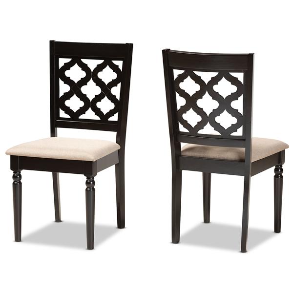 baxton studio Baxton Studio Ramiro Modern and Contemporary Sand Fabric Upholstered and Dark Brown Finished Wood 2-Piece Dining Chair Set