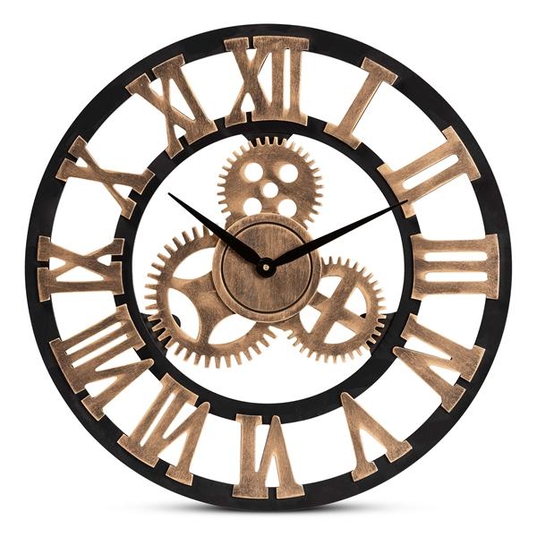 baxton studio Baxton Studio Randolph Industrial Vintage Style Black and Distressed Brown Finished Wood Wall Clock