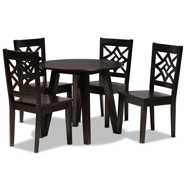 baxton studio Baxton Studio Rava Modern and Contemporary Dark Brown Finished Wood 5-Piece Dining Set