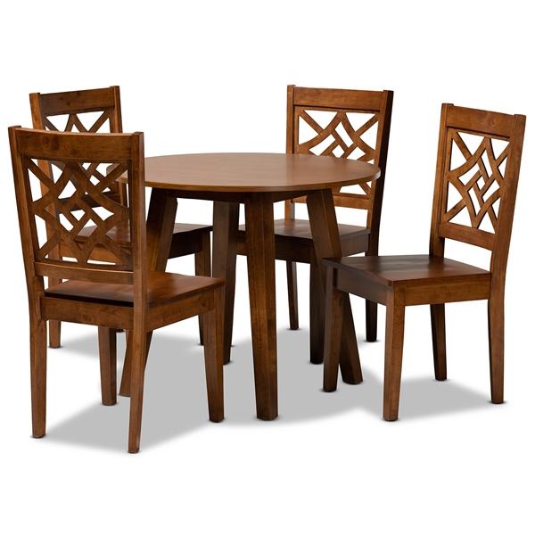 baxton studio Baxton Studio Rava Modern and Contemporary Walnut Brown Finished Wood 5-Piece Dining Set
