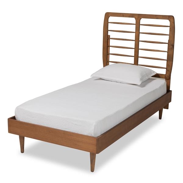 baxton studio Baxton Studio Rayna Mid-Century Modern Walnut Brown Finished Wood Twin Size Platform Bed