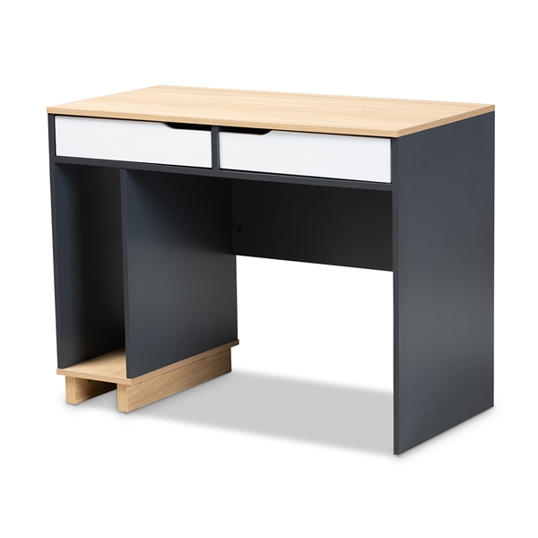 baxton studio Baxton Studio Reed Mid-Century Modern 2-Drawer Multicolor Wood Computer Desk