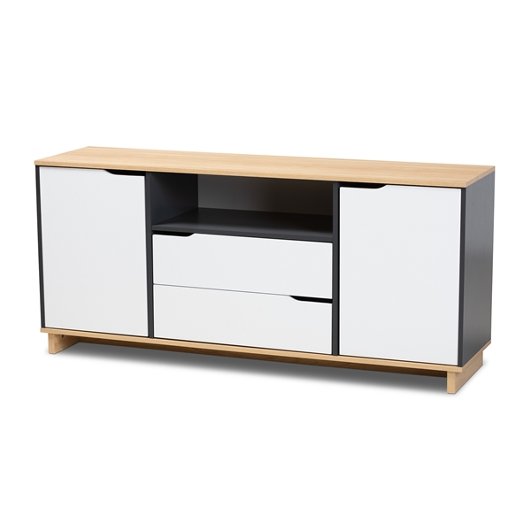 baxton studio Baxton Studio Reed Mid-Century Modern Multicolor 2-Door Wood Dining Room Sideboard