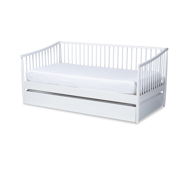 baxton studio Baxton Studio Renata Classic and Traditional White Finished Wood Twin Size Spindle Daybed with Trundle