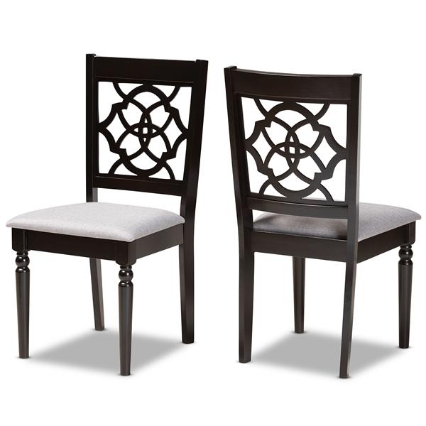 baxton studio Baxton Studio Renaud Modern and Contemporary Grey Fabric Upholstered and Dark Brown Finished Wood 2-Piece Dining Chair Set