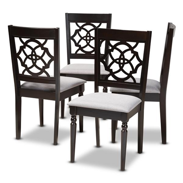 baxton studio Baxton Studio Renaud Modern and Contemporary Grey Fabric Upholstered Espresso Brown Finished Wood Dining Chair (Set of 4)