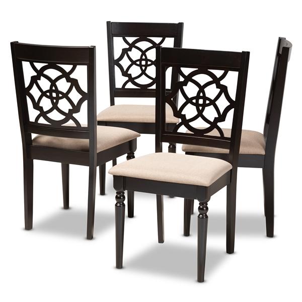 baxton studio Baxton Studio Renaud Modern and Contemporary Sand Fabric Upholstered Espresso Brown Finished Wood Dining Chair (Set of 4)
