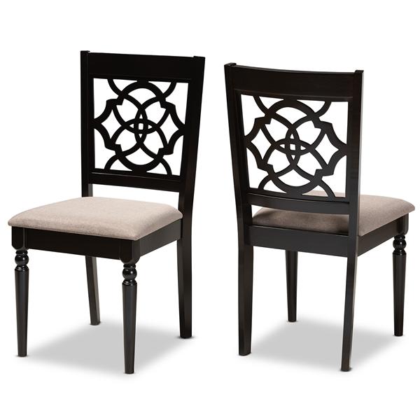 baxton studio Baxton Studio Renaud Modern and Contemporary Sand Fabric Upholstered and Espresso Brown Finished Wood 2-Piece Dining Chair Set Set