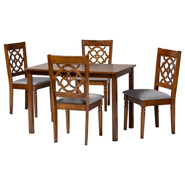 baxton studio Baxton Studio Renaud Modern Grey and Walnut Brown Wood 5-Piece Dining Set