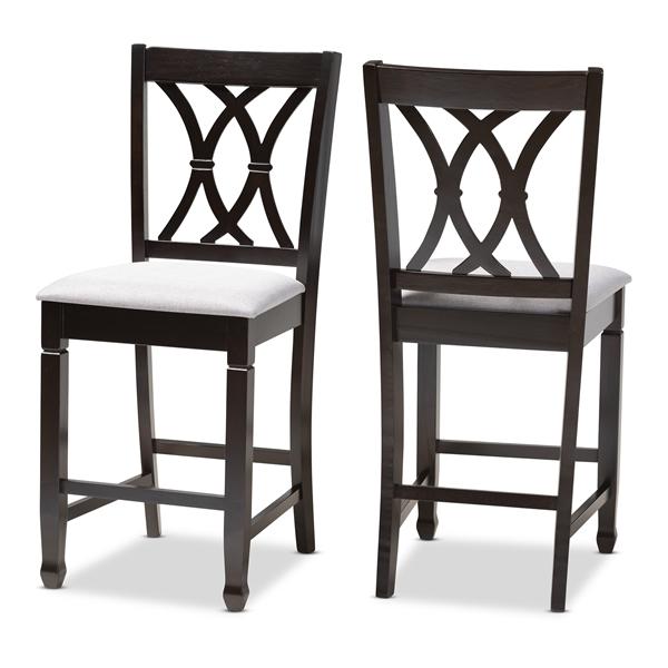baxton studio Baxton Studio Reneau Modern and Contemporary Gray Fabric Upholstered Espresso Brown Finished Wood Counter Height Pub Chair Set of 2