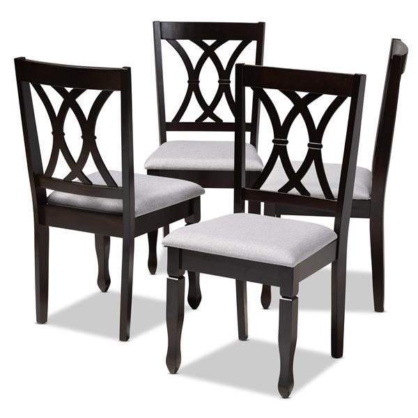 baxton studio Baxton Studio Reneau Modern and Contemporary Gray Fabric Upholstered Espresso Brown Finished Wood Dining Chair Set of 4