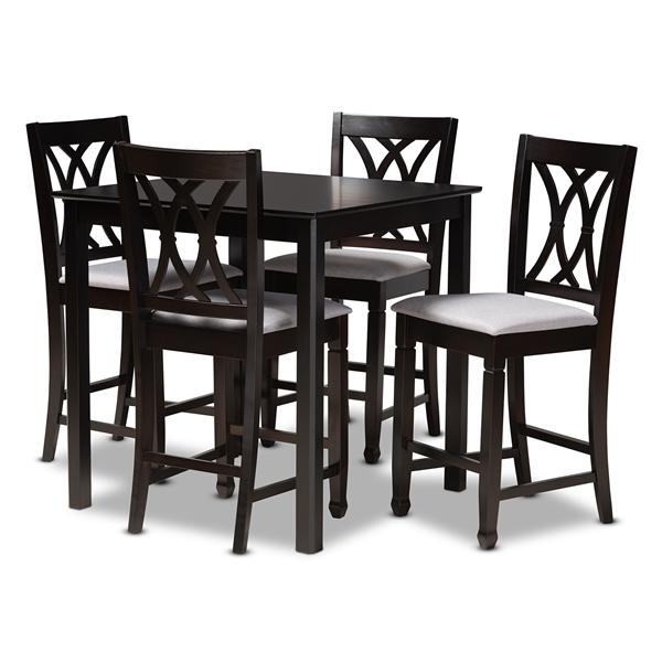 baxton studio Baxton Studio Reneau Modern and Contemporary Gray Fabric Upholstered Espresso Brown Finished 5-Piece Wood Pub Set