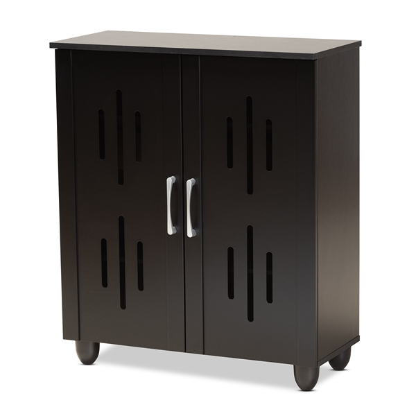 baxton studio Baxton Studio Renley Modern and Contemporary Black Finished Wood 2-Door Shoe Storage Cabinet