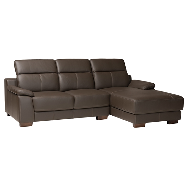 baxton studio Baxton Studio Reverie Modern Brown Full Leather Sectional Sofa with Right Facing Chaise