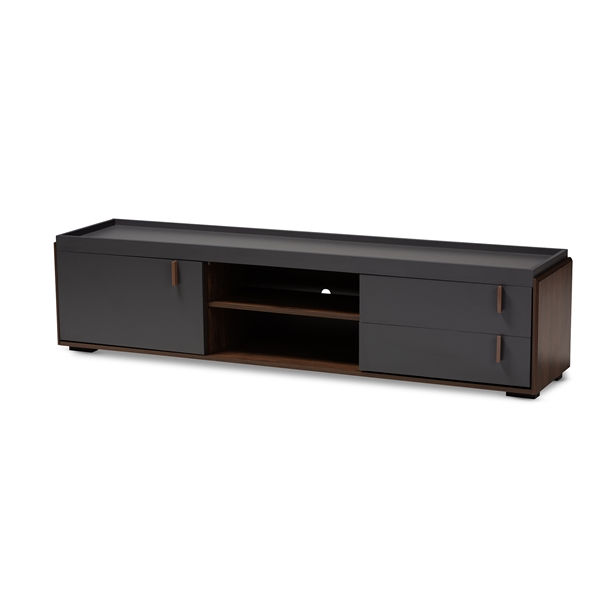 baxton studio Baxton Studio Rikke Modern and Contemporary Two-Tone Gray and Walnut Finished Wood 2-Drawer TV Stand