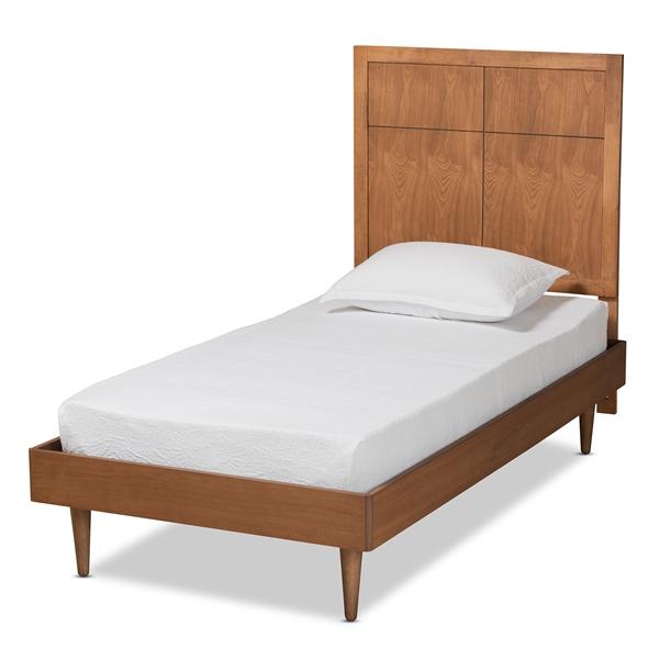 baxton studio Baxton Studio Rin Mid-Century Modern Walnut Brown Finished Wood Twin Size Platform Bed