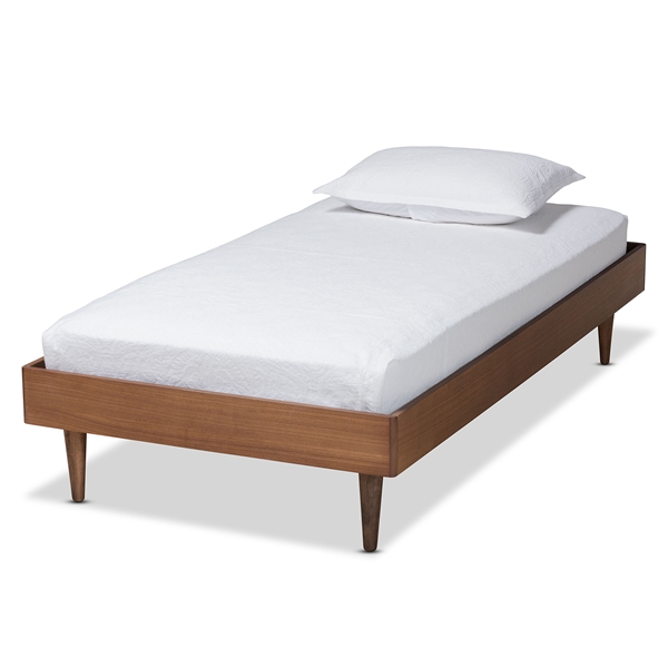 baxton studio Baxton Studio Rina Mid-Century Modern Ash Walnut Finished Wood Twin Size Platform Bed Frame