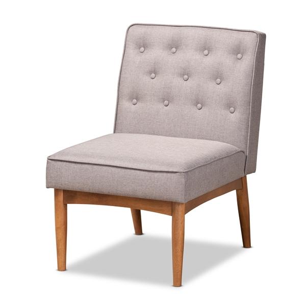 baxton studio Baxton Studio Riordan Mid-Century Modern Grey Fabric Upholstered and Walnut Brown Finished Wood Dining Chair