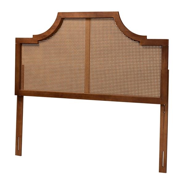 baxton studio Baxton Studio Risha Mid-Century Modern Ash Walnut Finished Wood and Rattan King Size Headboard