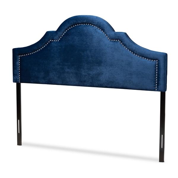 baxton studio Baxton Studio Rita Modern and Contemporary Navy Blue Velvet Fabric Upholstered Full Size Headboard