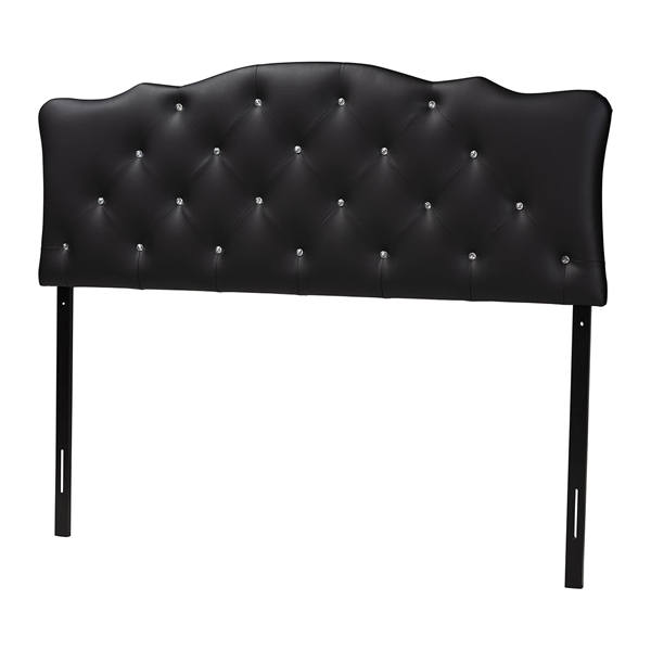 baxton studio Baxton Studio Rita Modern and Contemporary Queen Size Black Faux Leather Upholstered Button-tufted Scalloped Headboard