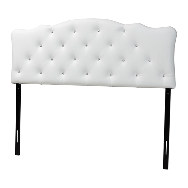 baxton studio Baxton Studio Rita Modern and Contemporary Queen Size White Faux Leather Upholstered Button-tufted Scalloped Headboard