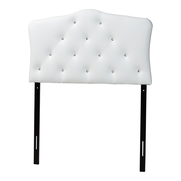 baxton studio Baxton Studio Rita Modern and Contemporary White Faux Leather Upholstered Button-Tufted Scalloped Twin Size Headboard