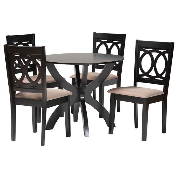 baxton studio Baxton Studio Rita Modern Sand Dark Brown Finished Wood 5-Piece Dining Set