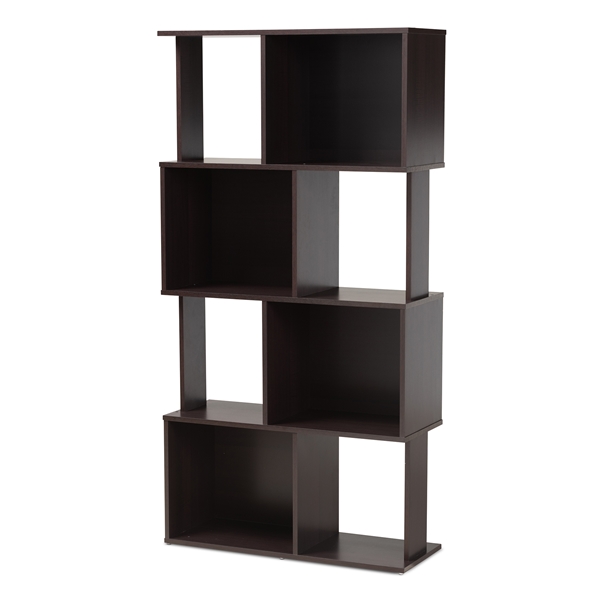 baxton studio Baxton Studio Riva Modern and Contemporary Dark Brown Finished Geometric Wood Bookshelf