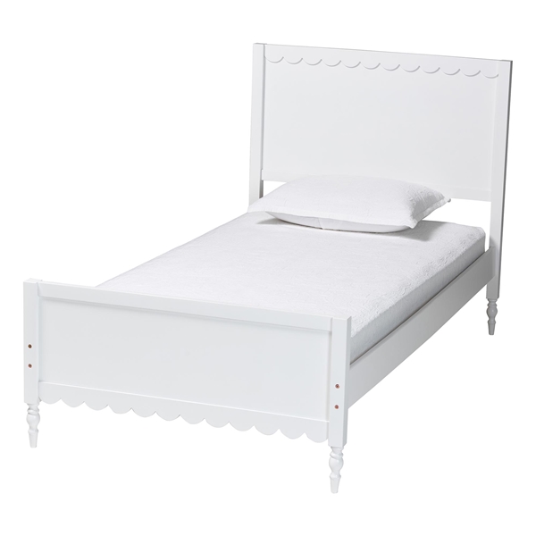 baxton studio Baxton Studio Roni Modern White Wood Twin Platform Bed with Scalloped Edges