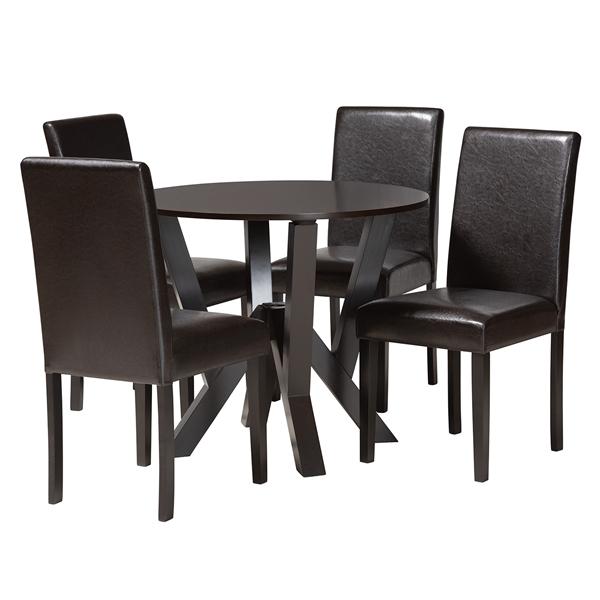baxton studio Baxton Studio Rosi Modern Espresso Brown Faux Leather and Wood 5-Piece Dining Set