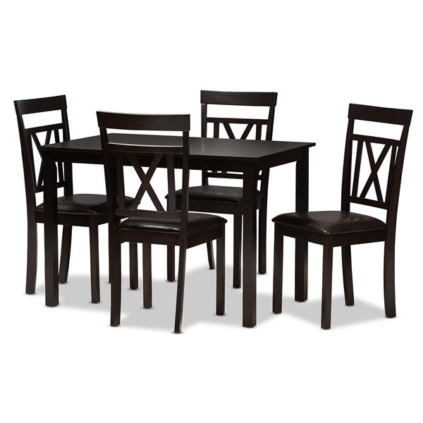 baxton studio Baxton Studio Rosie Modern and Contemporary Dark Brown Faux Leather Upholstered 5-Piece Dining Set