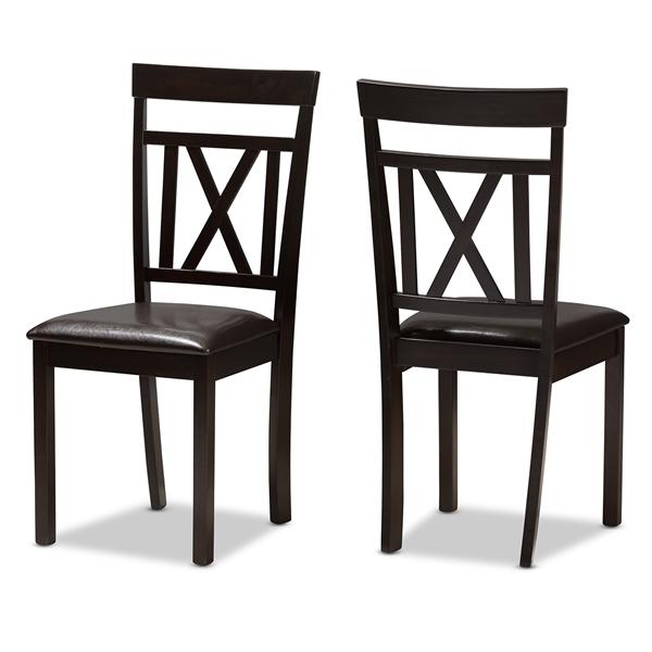 baxton studio Baxton Studio Rosie Modern and Contemporary Dark Brown Faux Leather Upholstered Dining Chair Set of 2