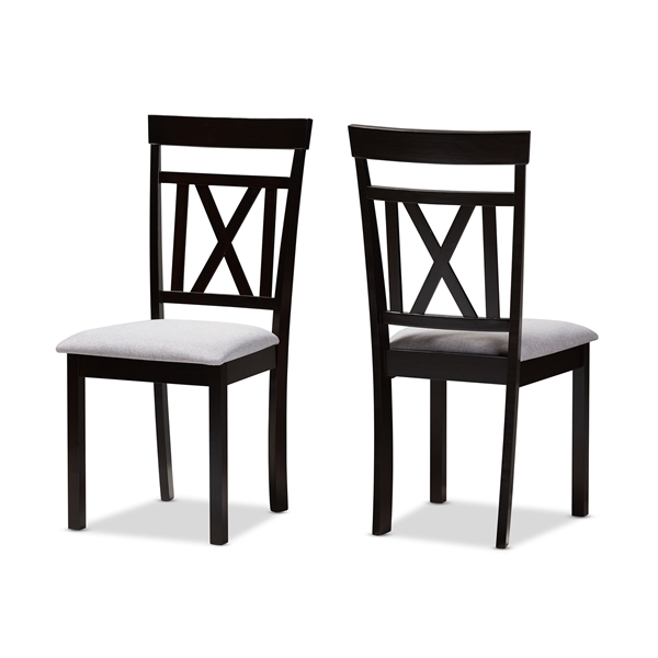 baxton studio Baxton Studio Rosie Modern and Contemporary Grey Fabric Upholstered and Espresso Brown Finished Dining Chair Set