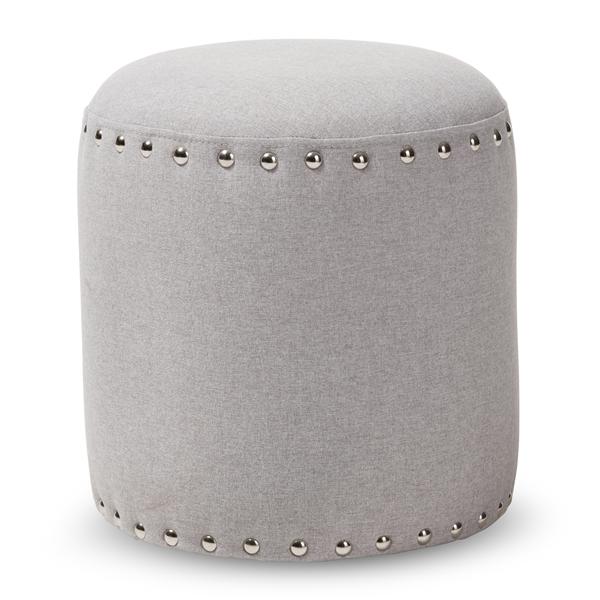 baxton studio Baxton Studio Rosine Modern and Contemporary Light Grey Fabric Upholstered Nail Trim Ottoman