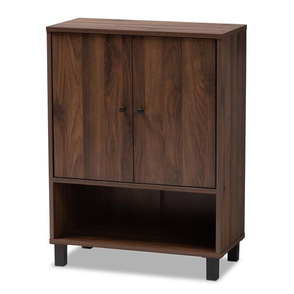 baxton studio Baxton Studio Rossin Modern and Contemporary Walnut Brown Finished 2-Door Wood Entryway Shoe Storage Cabinet
