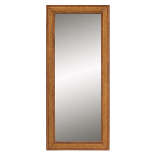 baxton studio Baxton Studio Rowanne Mid-Century Modern Walnut Brown Rubberwood and Rattan Frame Wall Mirror