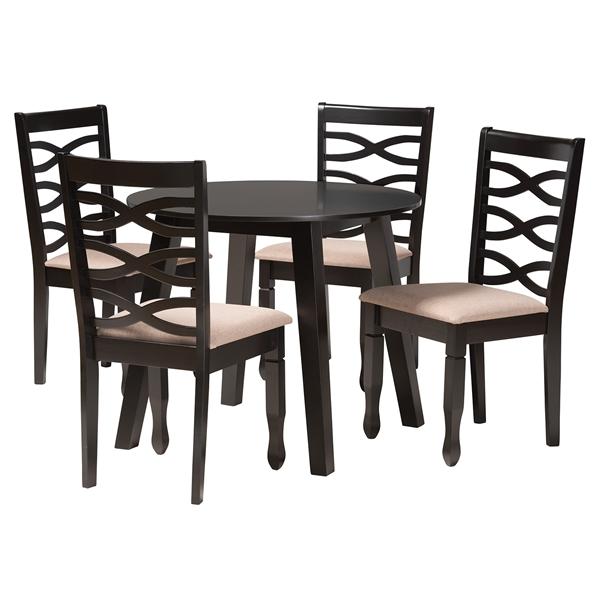 baxton studio Baxton Studio Ruby Modern Beige Fabric and Dark Brown Finished Wood 5-Piece Dining Set