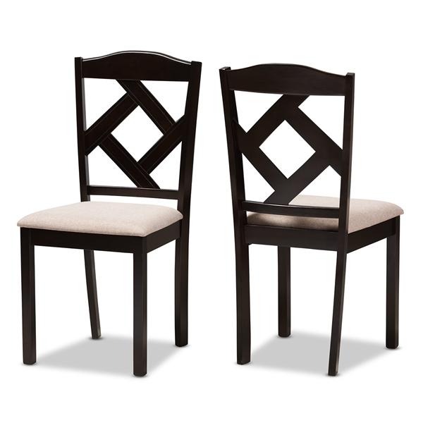 baxton studio Baxton Studio Ruth Modern and Contemporary Beige Fabric Upholstered and Dark Brown Finished Dining Chair Set of 2