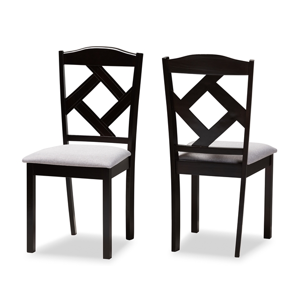 baxton studio Baxton Studio Ruth Modern and Contemporary Grey Fabric Upholstered and Espresso Brown Finished Dining Chair Set