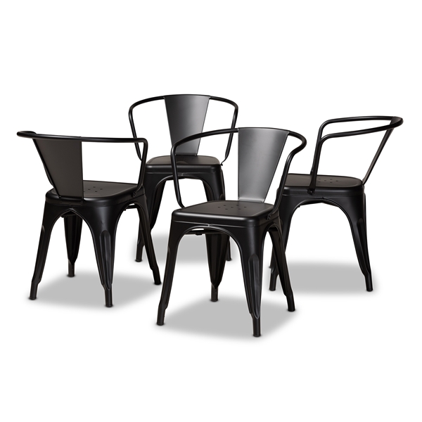 baxton studio Baxton Studio Ryland Modern Industrial Black Finished Metal 4-Piece Dining Chair Set
