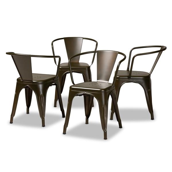 baxton studio Baxton Studio Ryland Modern Industrial Brown Finished Metal 4-Piece Dining Chair Set