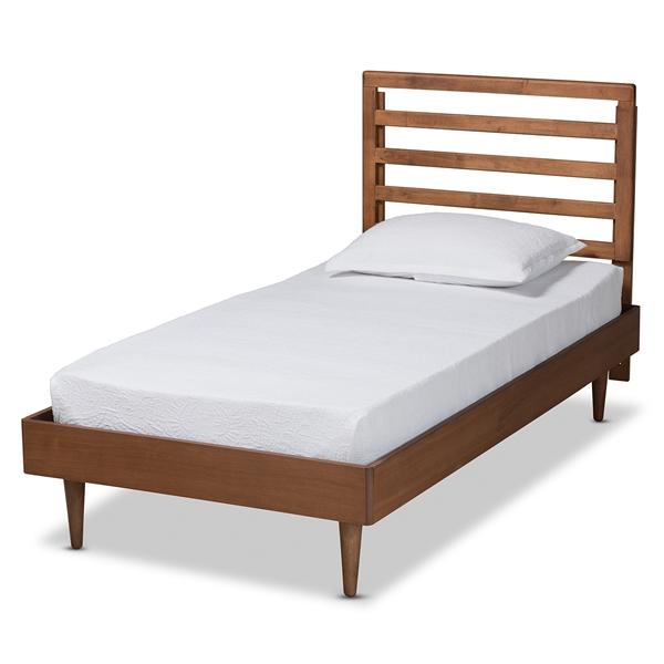 baxton studio Baxton Studio Ryo Mid-Century Modern Transitional Walnut Brown Finished Wood Twin Size Platform Bed