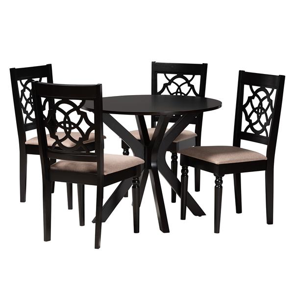 baxton studio Baxton Studio Sadie Modern Beige Fabric and Espresso Brown Finished Wood 5-Piece Dining Set