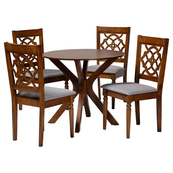 baxton studio Baxton Studio Sadie Modern Grey and Walnut Brown Wood 5-Piece Dining Set
