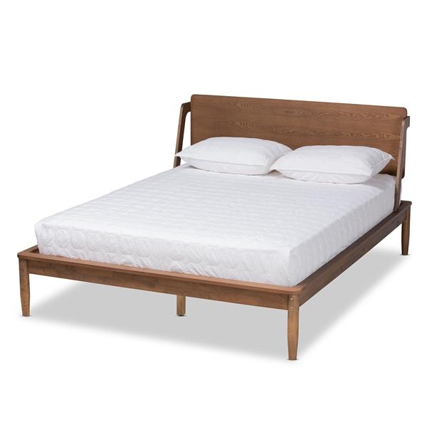 baxton studio Baxton Studio Sadler Mid-Century Modern Ash Walnut Brown Finished Wood King Size Platform Bed