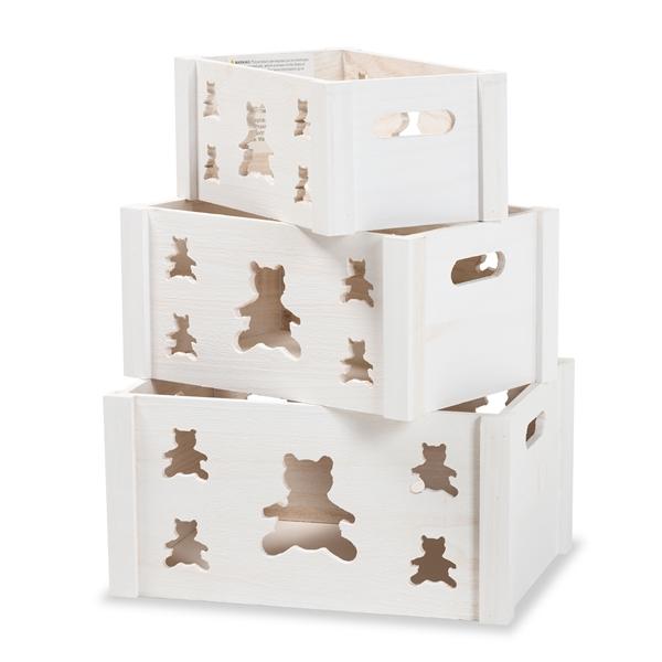baxton studio Baxton Studio Sagen Modern and Contemporary White Finished Wood 3-Piece Storage Crate Set