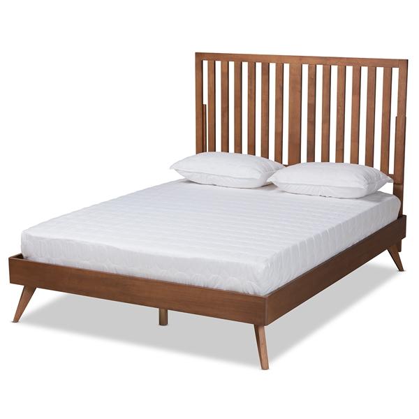 baxton studio Baxton Studio Saki Mid-Century Modern Walnut Brown Finished Wood King Size Platform Bed