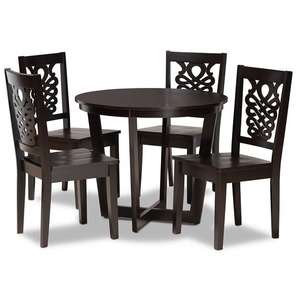 baxton studio Baxton Studio Salida Modern and Contemporary Transitional Dark Brown Finished Wood 5-Piece Dining Set